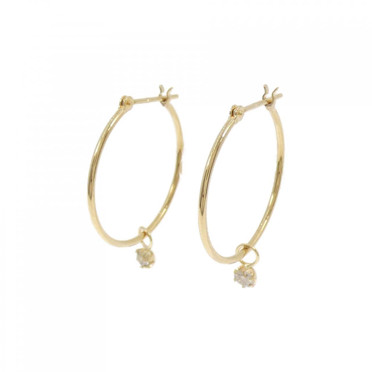 【新品】K18YG 2WAY フープ ダイヤモンド ピアス 0.15CT