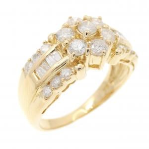 K18YG フラワー ダイヤモンド リング 1.00CT