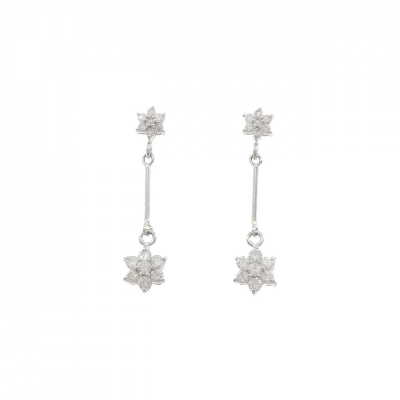 PT900 フラワー ダイヤモンド ピアス 0.52CT
