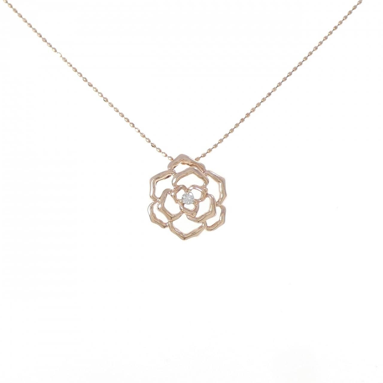 K10PG フラワー ダイヤモンド ネックレス