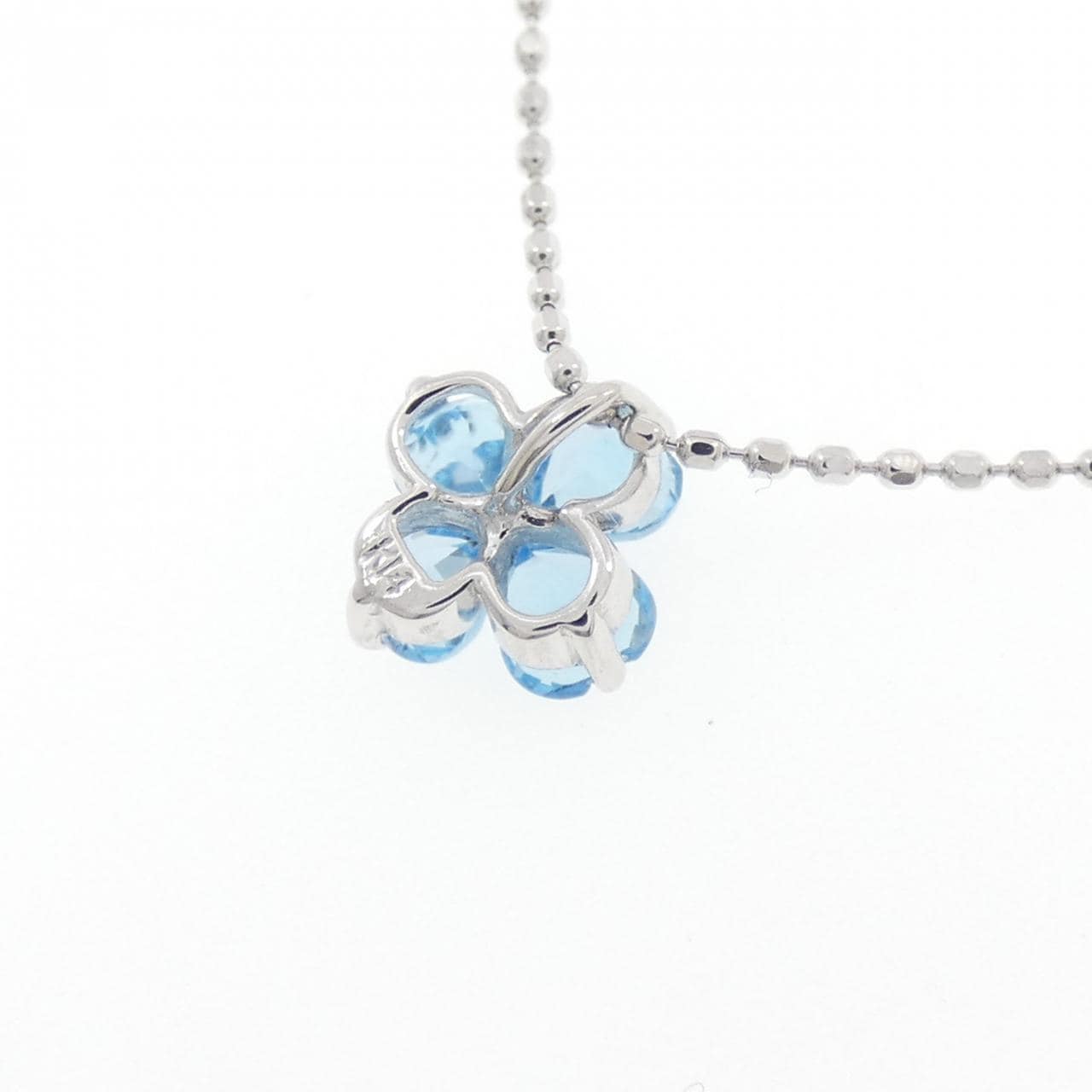 K14WG フラワー ブルートパーズ ネックレス