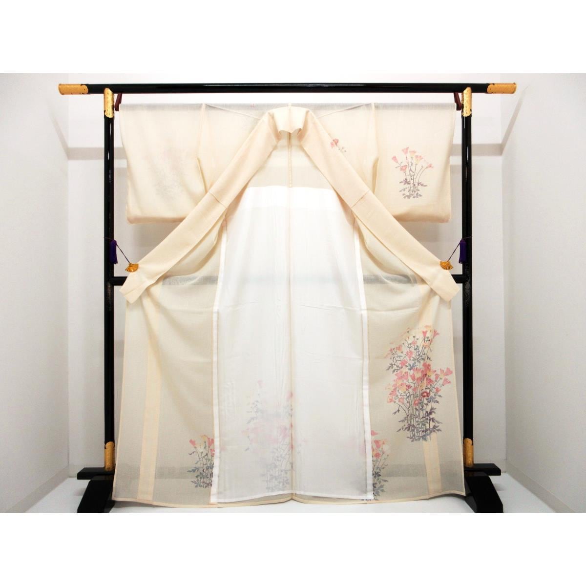 [未使用品] 单层真丝编织拜访和服，带有友禅处理