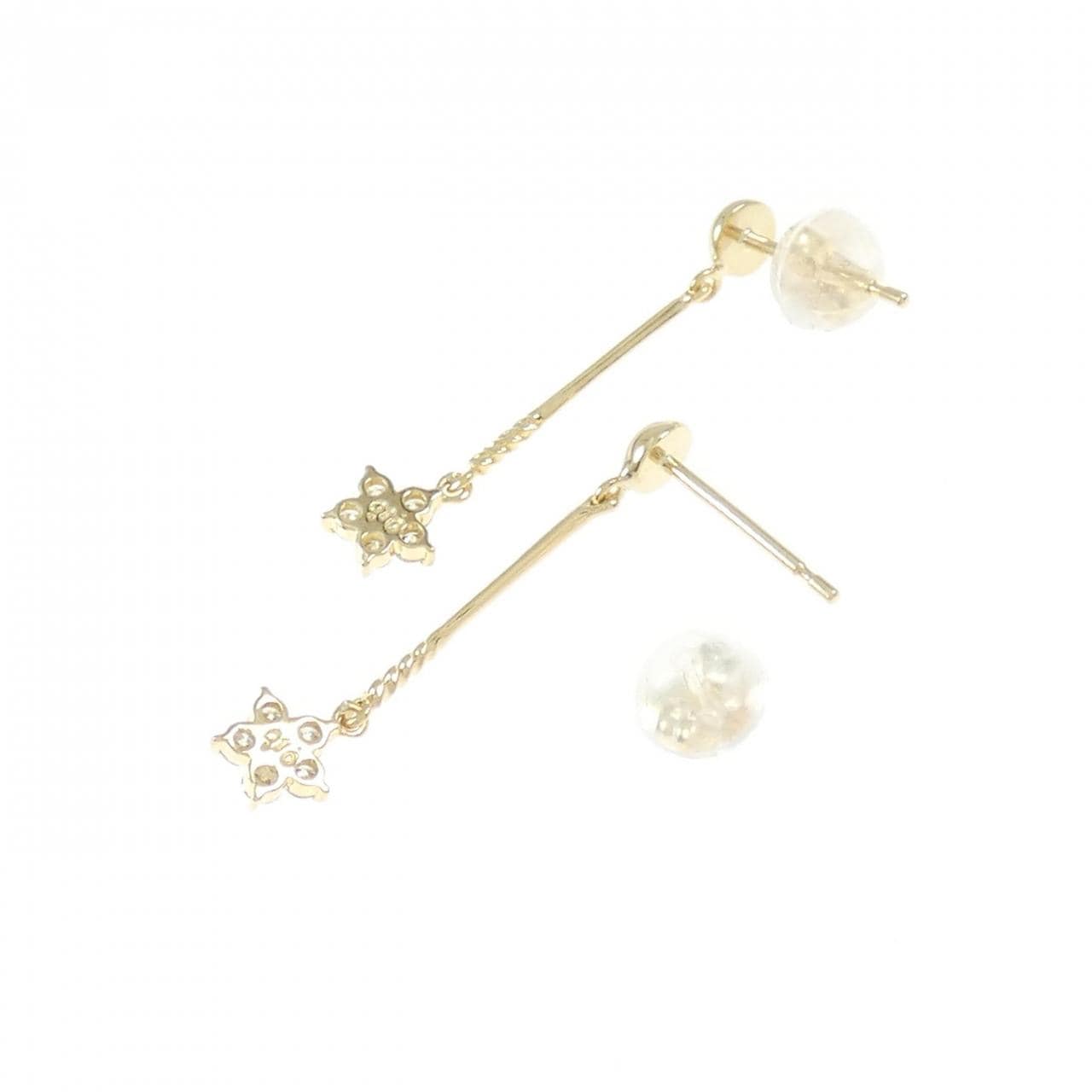 K18YG花朵钻石耳环0.20CT