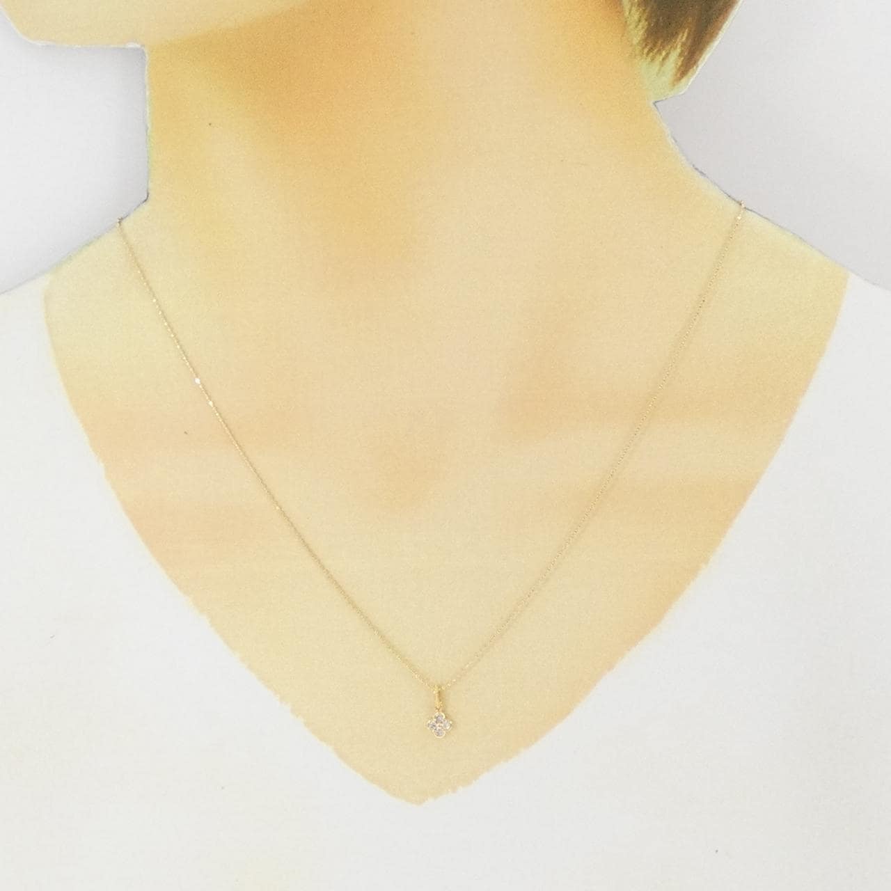 K18YG フラワー ダイヤモンド ネックレス 0.11CT