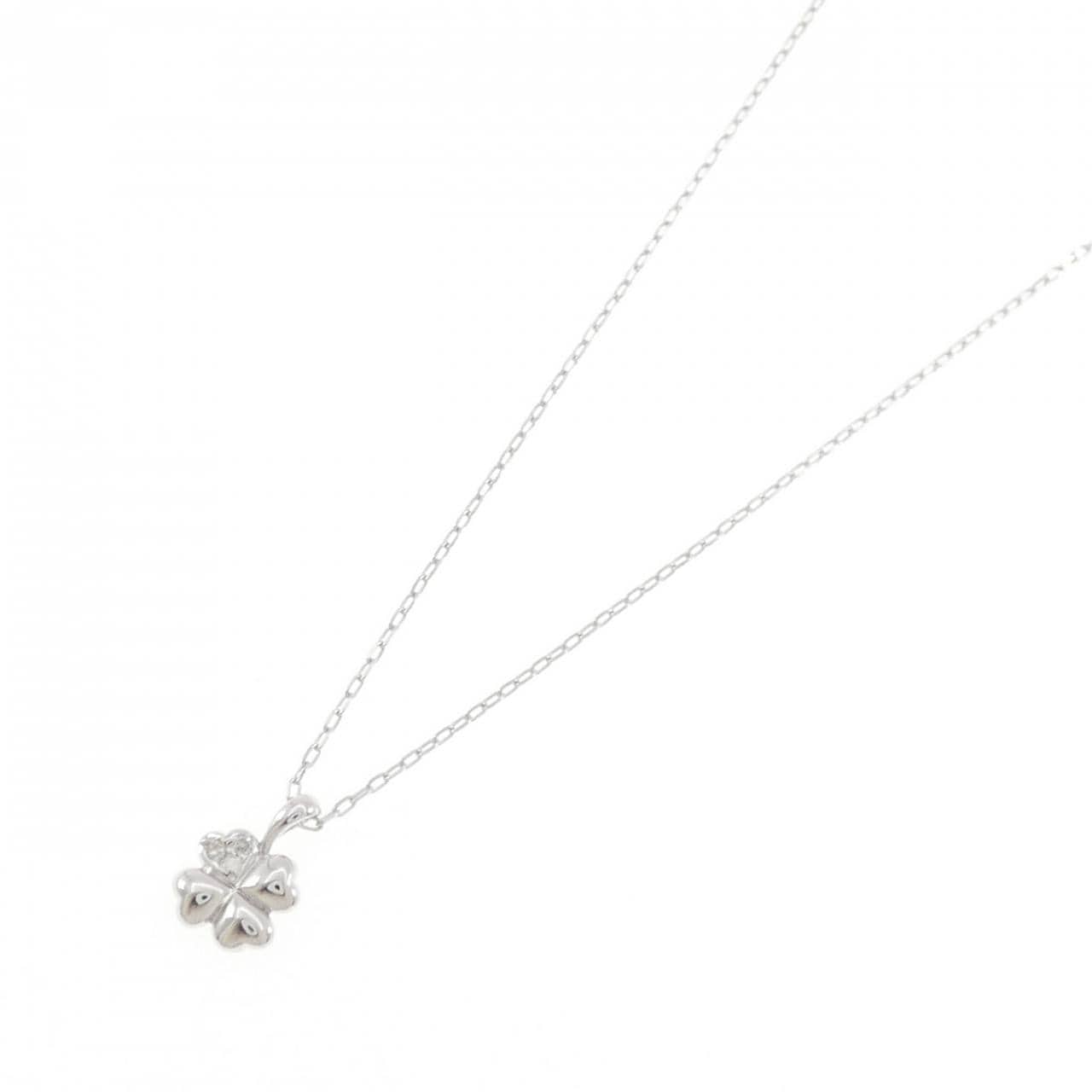 K18WG クローバー ダイヤモンド ネックレス 0.02CT
