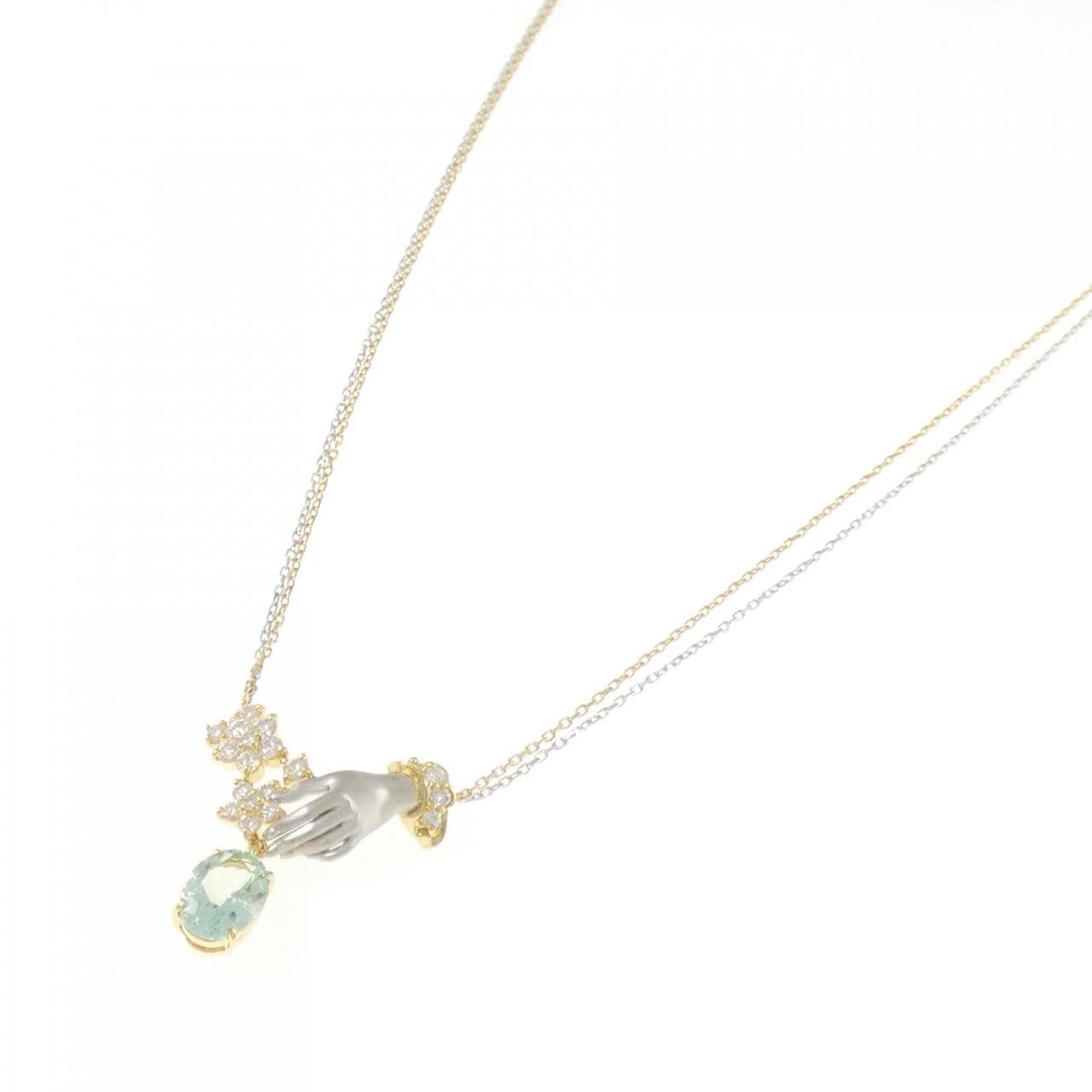 K18YG/PT900/K18WG ベリル ネックレス 1.01CT