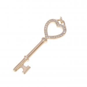 K18PG ハート×キー ダイヤモンド ペンダント 0.15CT