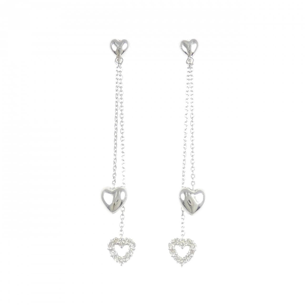 K18WG ハート ダイヤモンド ピアス