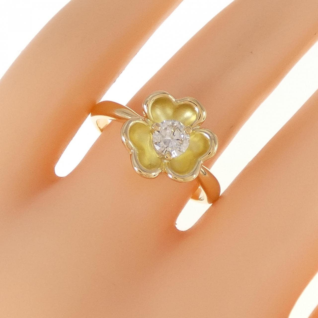 K18YG flower Diamond ring 0.34CT