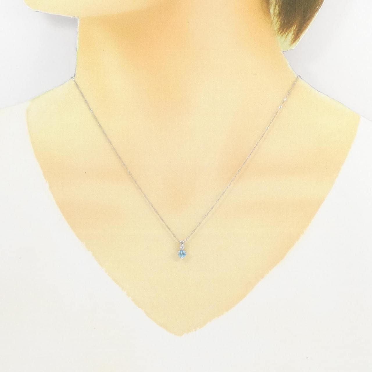 PT Heart Blue Topaz Necklace
