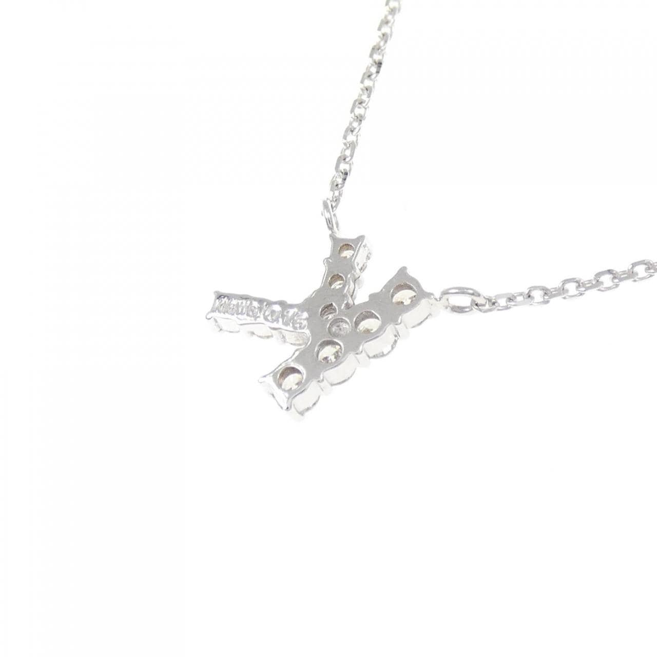 K18WG イニシャルK ダイヤモンド ネックレス 0.15CT