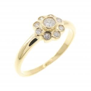 K18YG フラワー ダイヤモンド リング 0.18CT