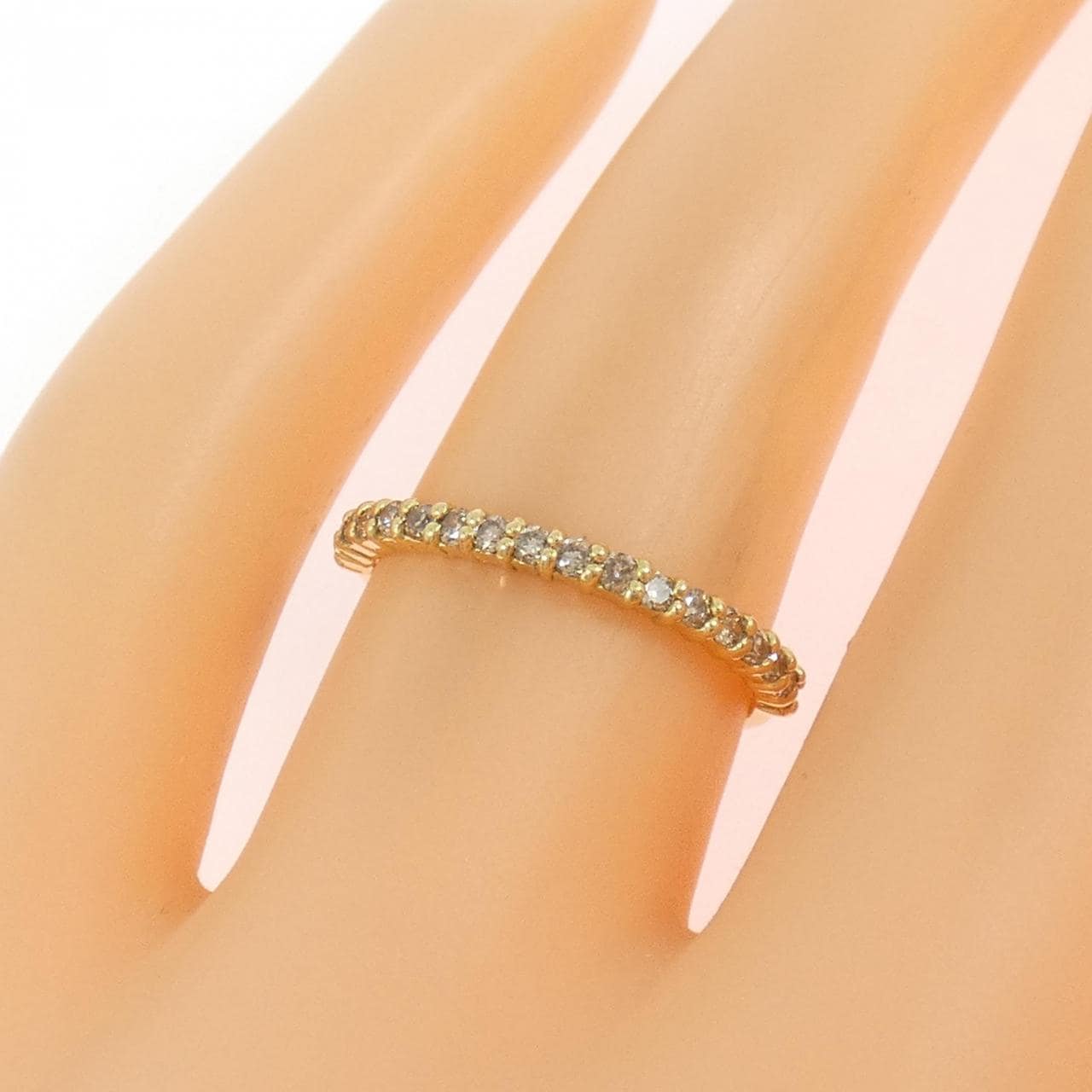 K18YG ハーフエタニティ ダイヤモンド リング 0.25CT