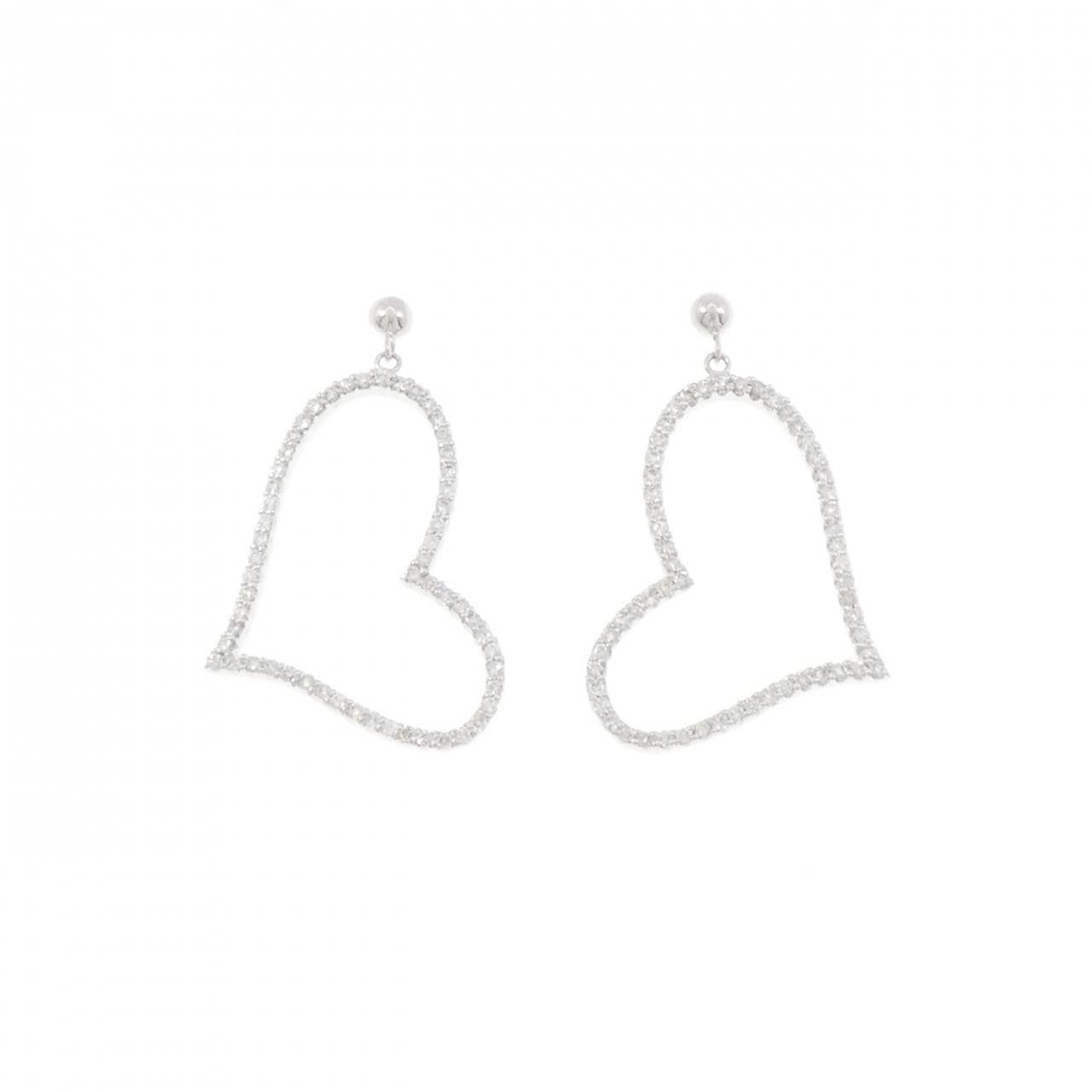 K18WG/K14WG ハート ダイヤモンド ピアス 0.57CT