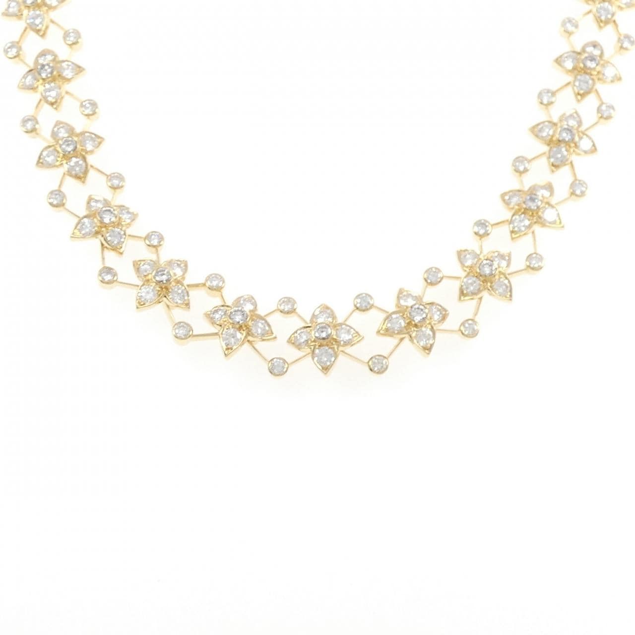 750YG フラワー ダイヤモンド ネックレス 12.94CT