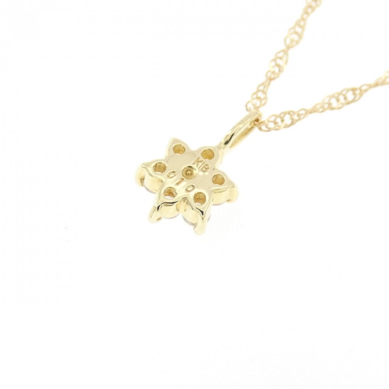 K18YG フラワー ダイヤモンド ネックレス 0.10CT