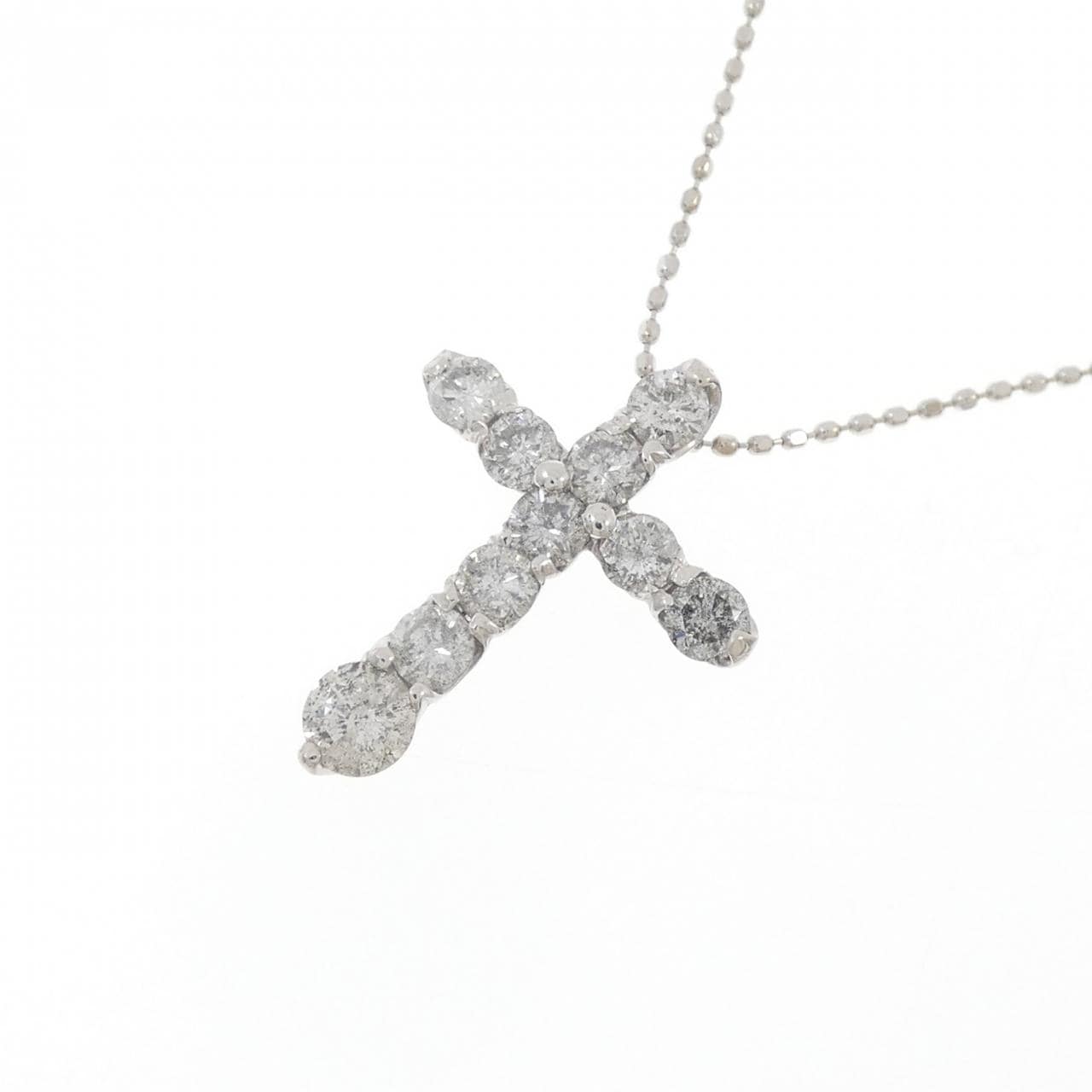 PT900/K18WG クロス ダイヤモンド ネックレス 1.0CT