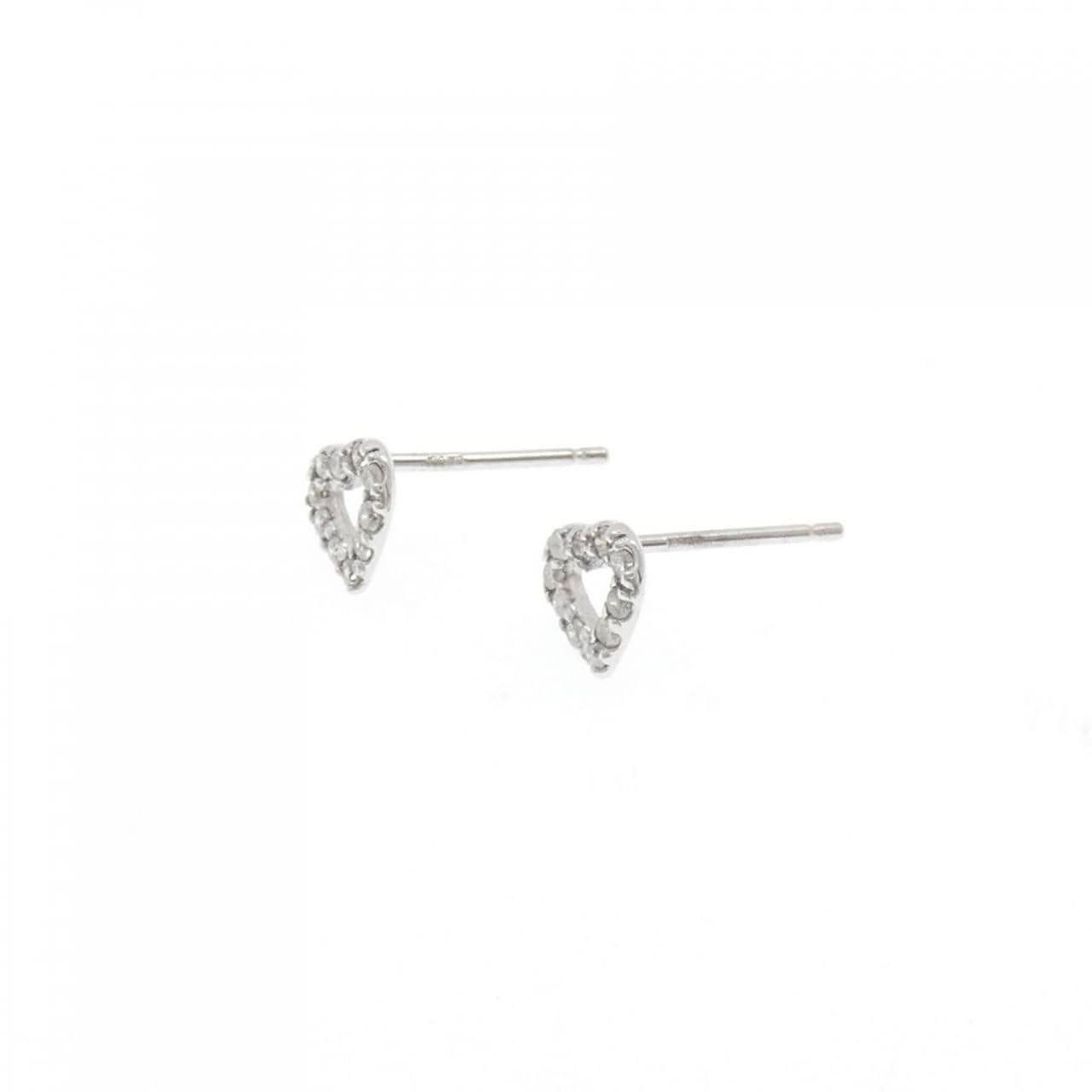 K18WG Heart Diamond Earrings 0.12CT