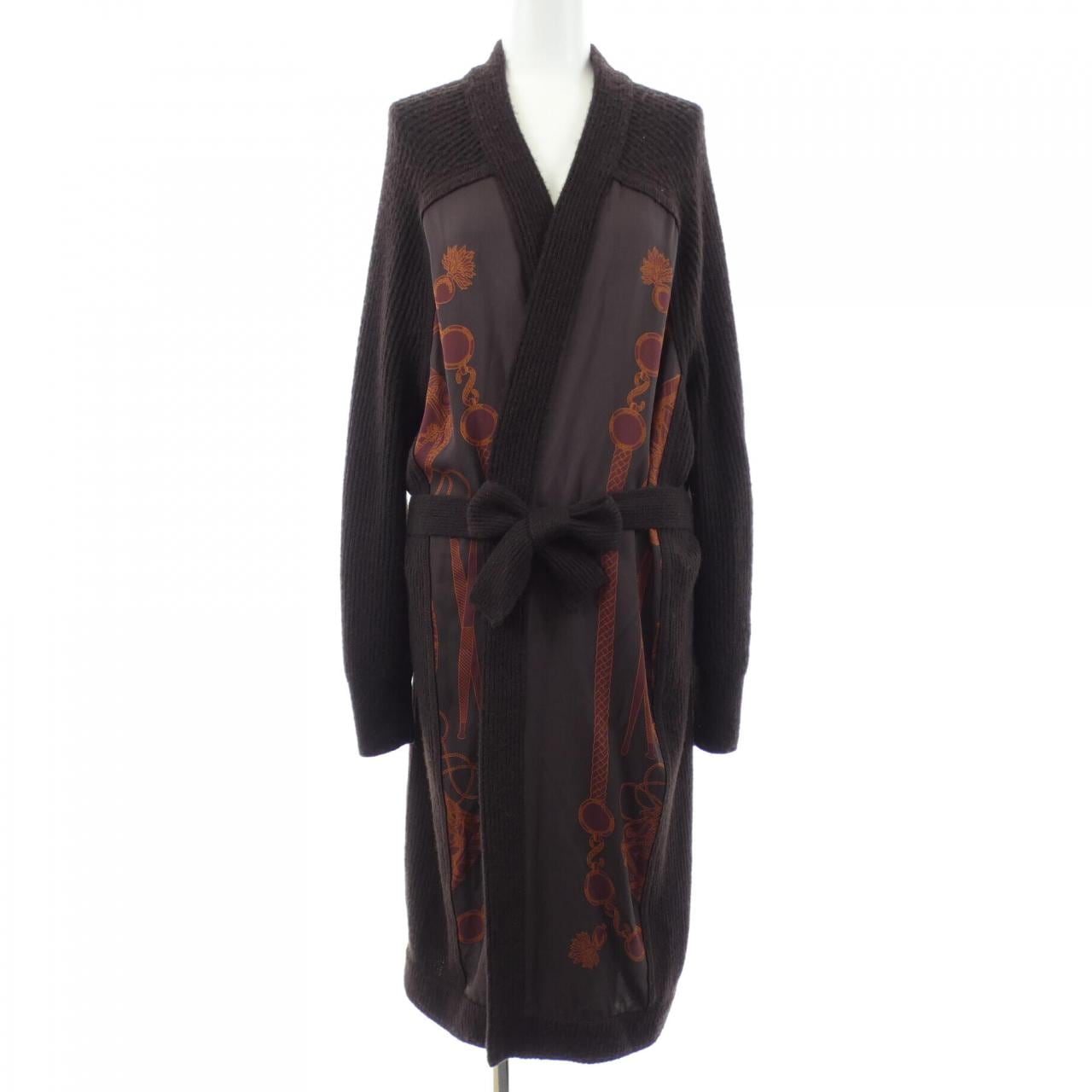 エルメス HERMES LES TAMBOURS FINESSE 3H2840D1 ツイルレーヌ ロングカーディガン