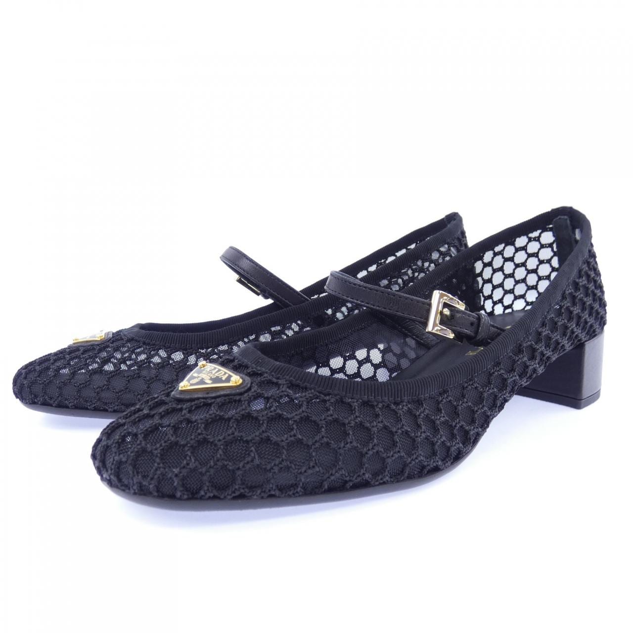 プラダ PRADA ローヒール メッシュファブリック バレリーナ トライアングルロゴ 1L3240 パンプス