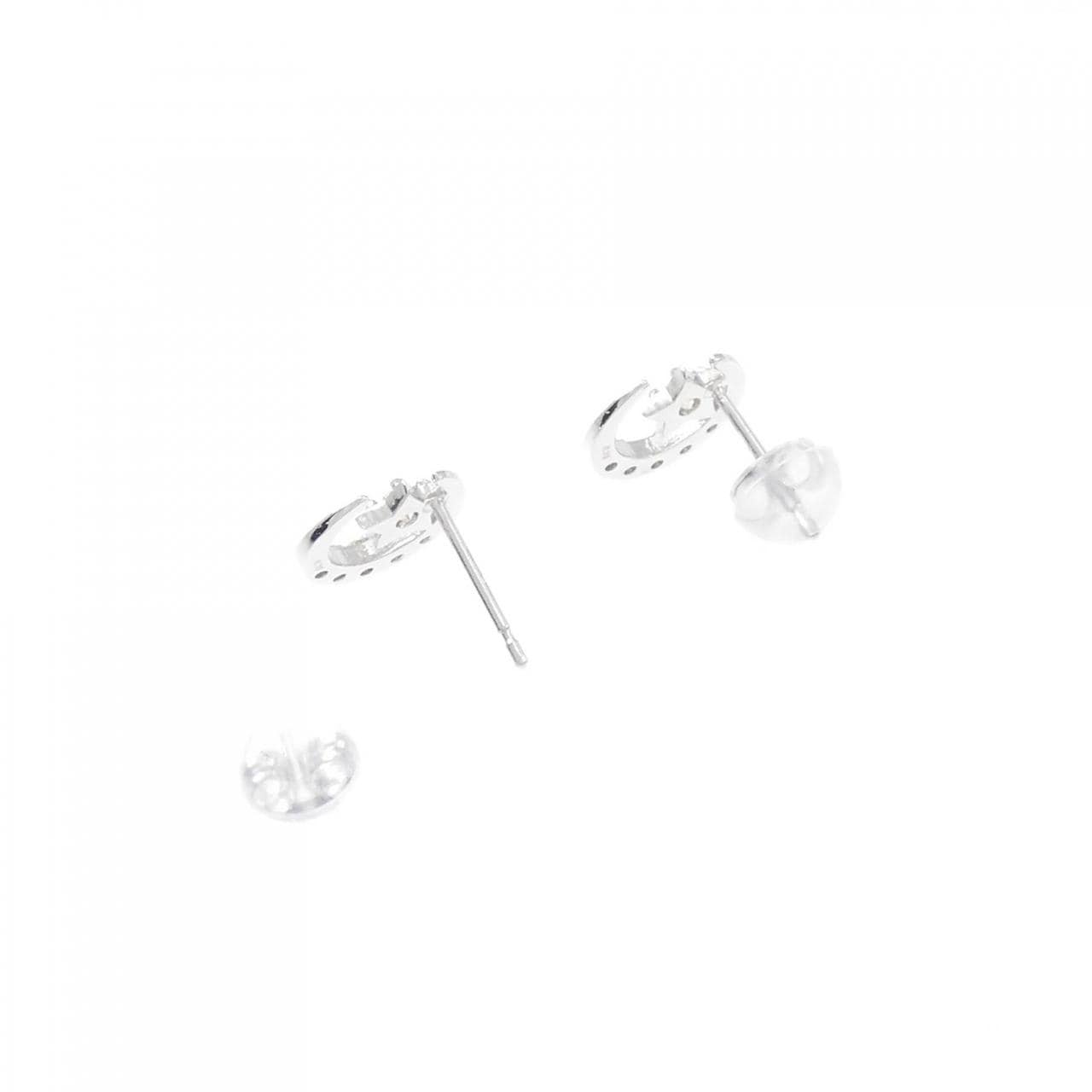 K18WG Star x Moon Diamond Earrings 0.20CT