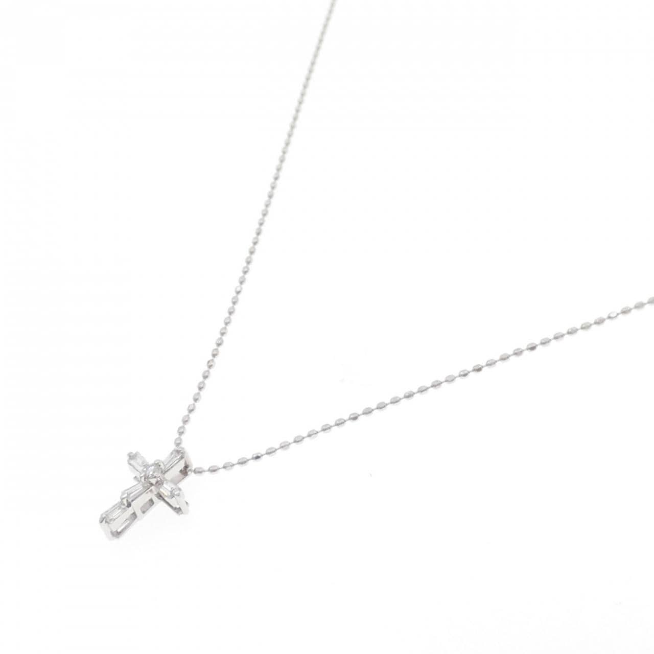 K18WG クロス ダイヤモンド ネックレス 0.15CT