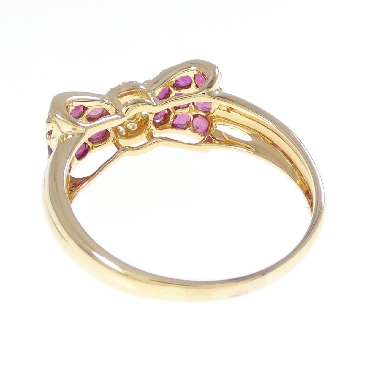 K18YG リボン ルビー リング 1.00CT