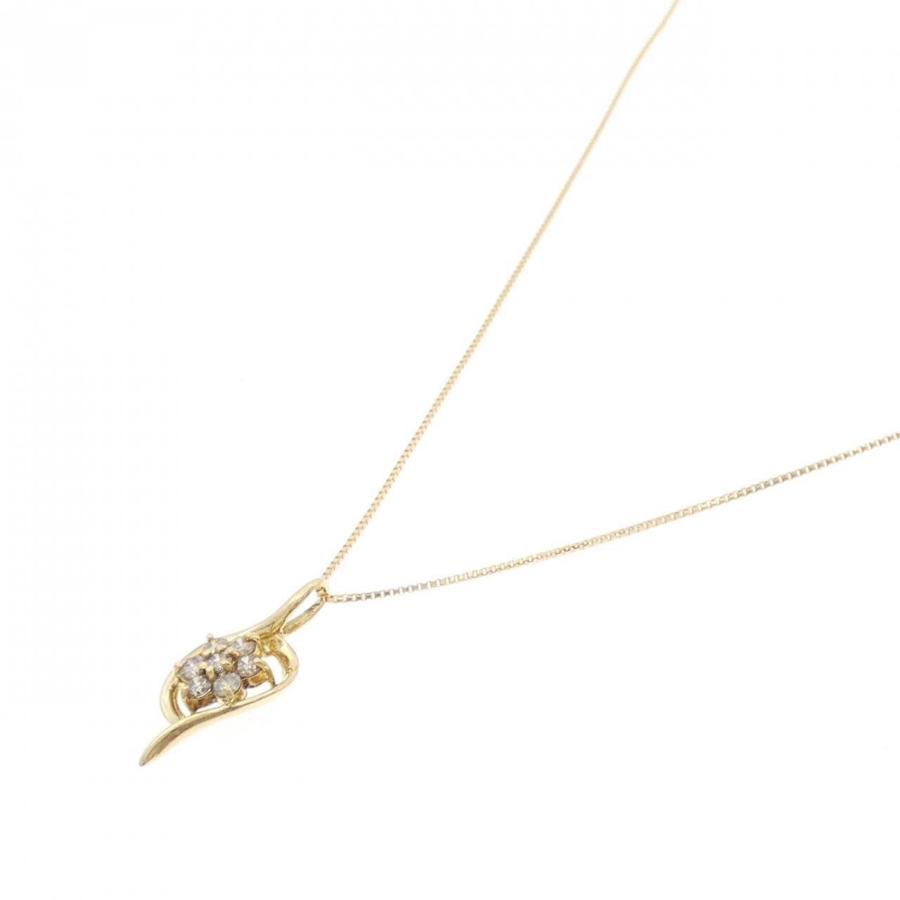 K18YG フラワー ダイヤモンド ネックレス 0.25CT