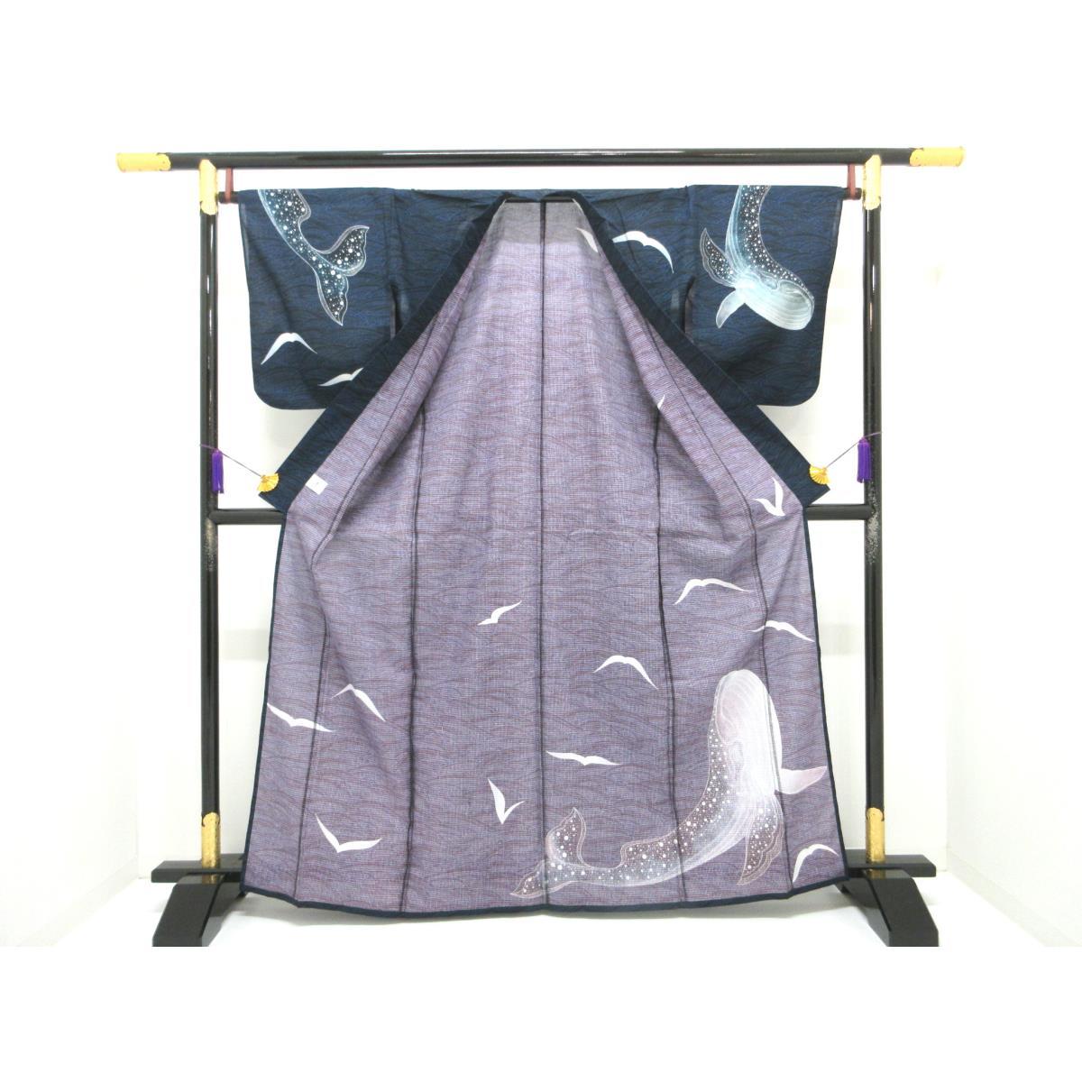 【新品】女ゆかた　くじら　Ｆサイズ