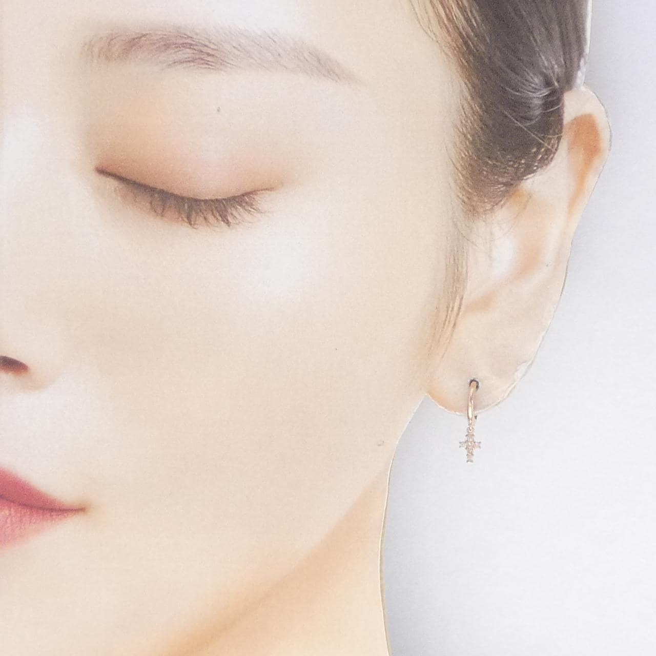 K18PG クロス ダイヤモンド ピアス 0.10CT