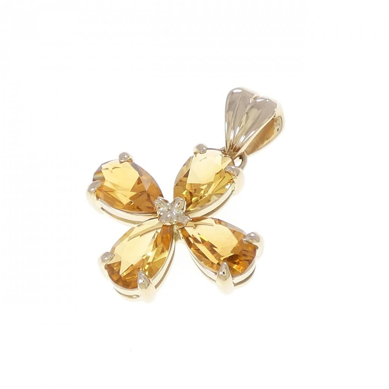 K18YG フラワー シトリン ペンダント