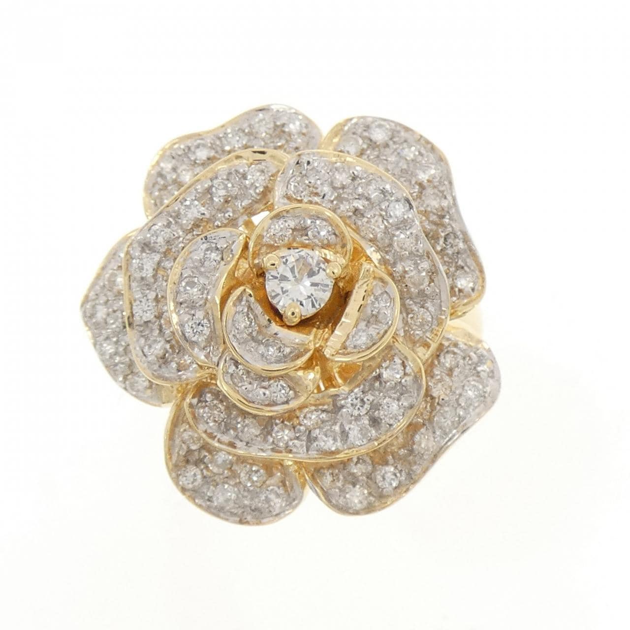 K18YG/K18WG ローズ ダイヤモンド リング 0.64CT