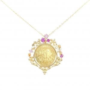 K18YG(枠) サファイヤ コイン ネックレス 0.25CT