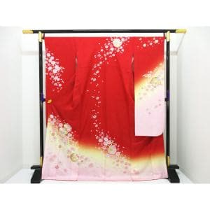 振袖　友禅金彩加工　刺繍入りボカシ染