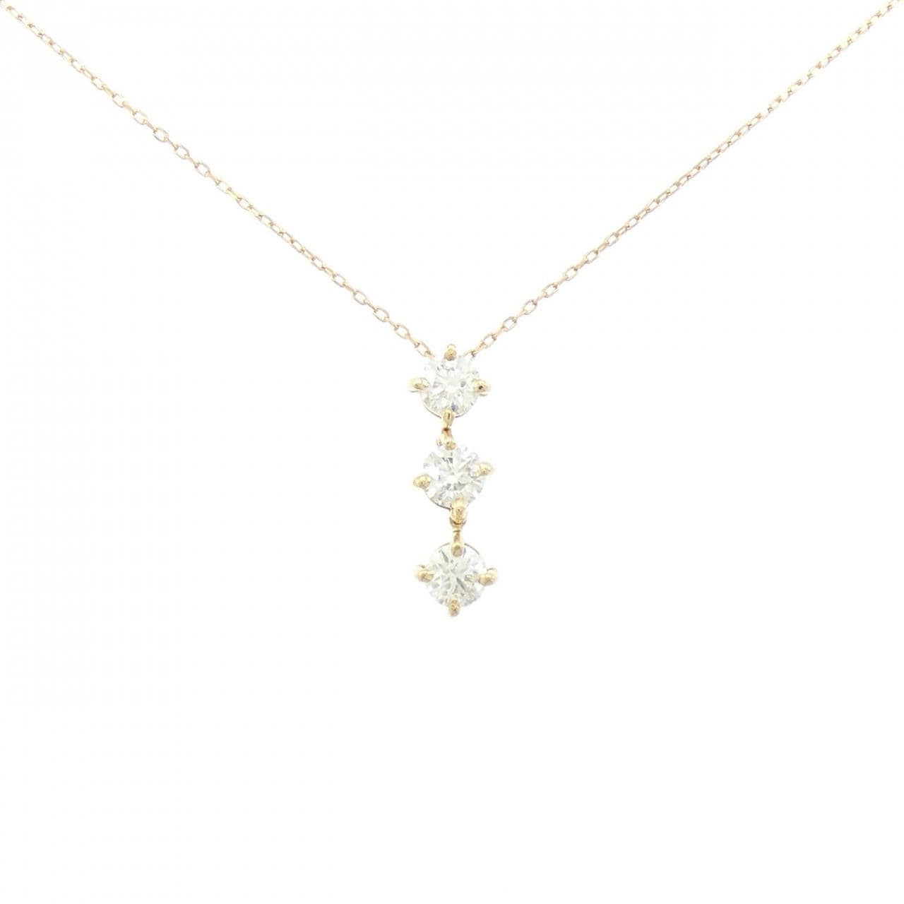 K18YG スリーストーン ダイヤモンド ネックレス 0.50CT