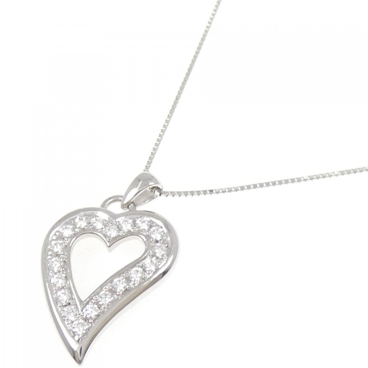 K18WG ハート ダイヤモンド ネックレス 0.343CT