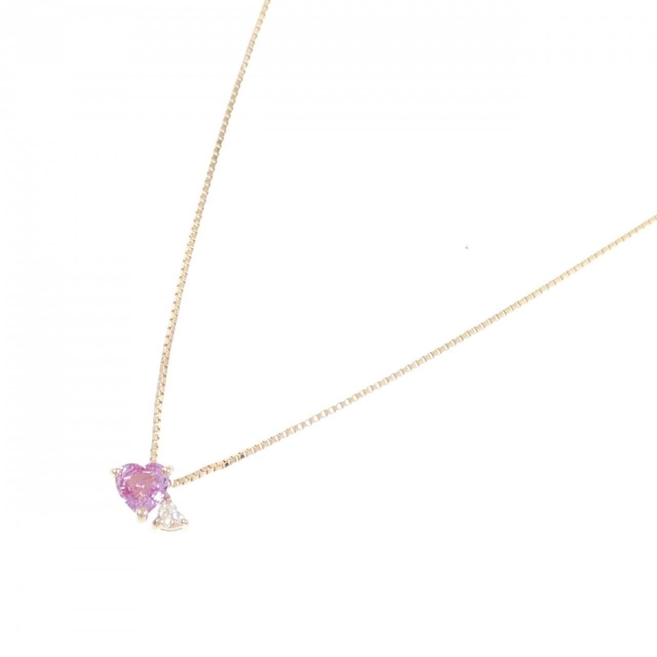 K18PG ハート サファイヤ ネックレス 0.43CT