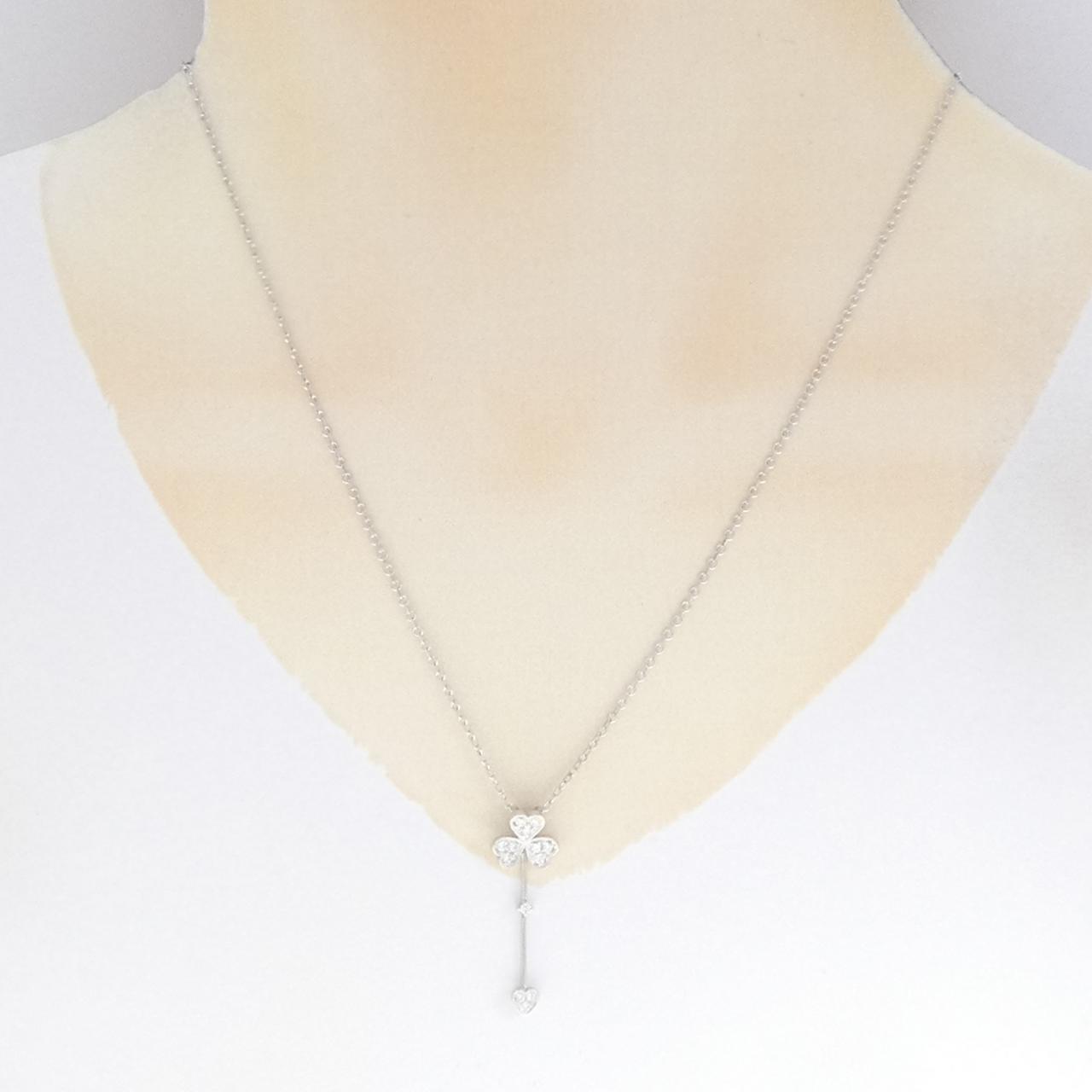 PT900/PT850 クローバー×ハート ダイヤモンド ネックレス 0.20CT