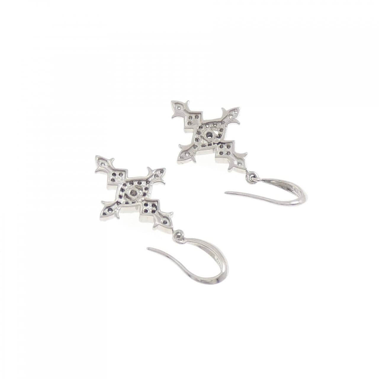 PT900 クロス ダイヤモンド ピアス 0.34CT