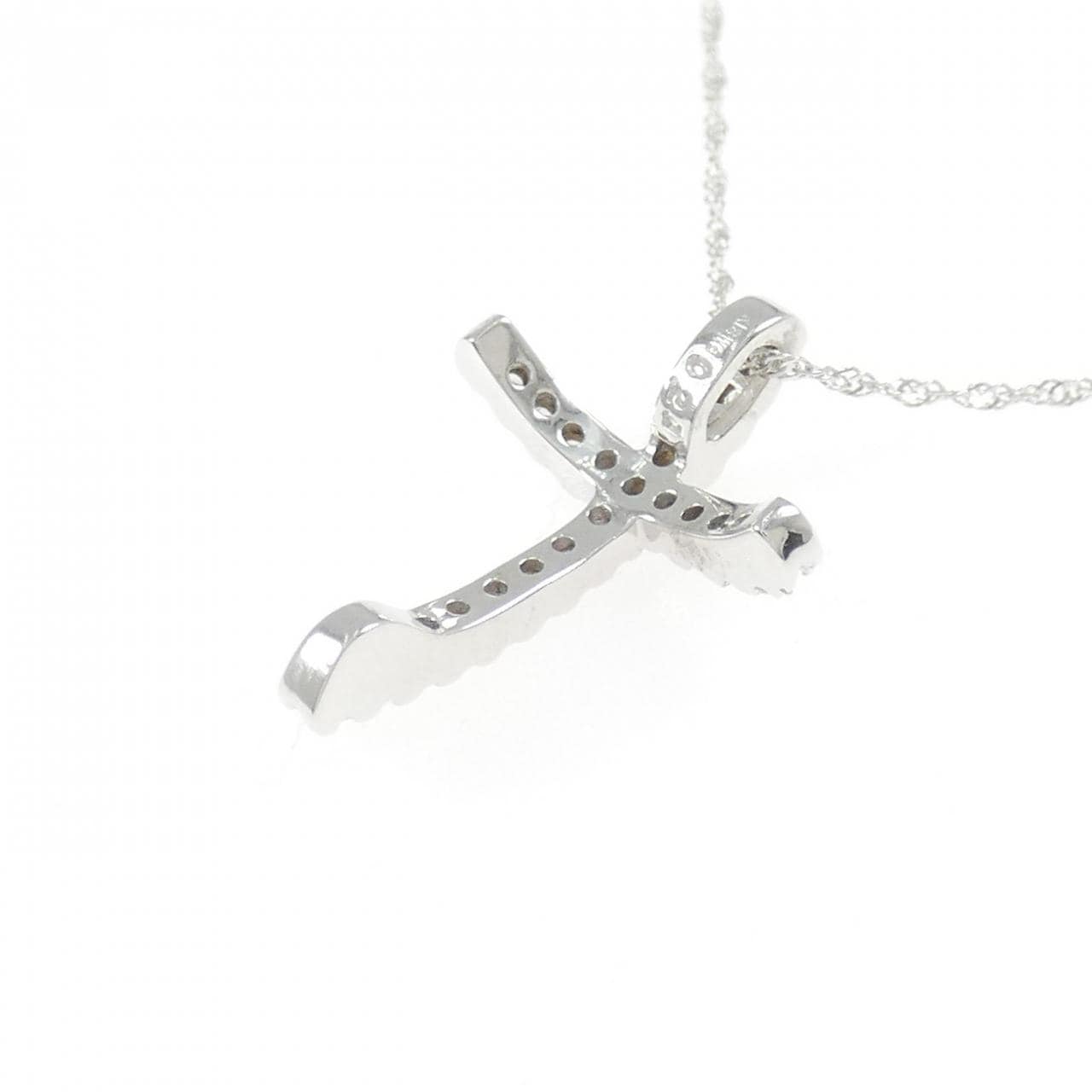 K18WG クロス ダイヤモンド ネックレス 0.21CT