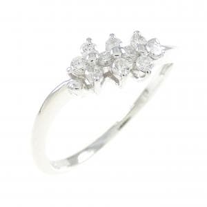 K18WG フラワー ダイヤモンド リング 0.16CT