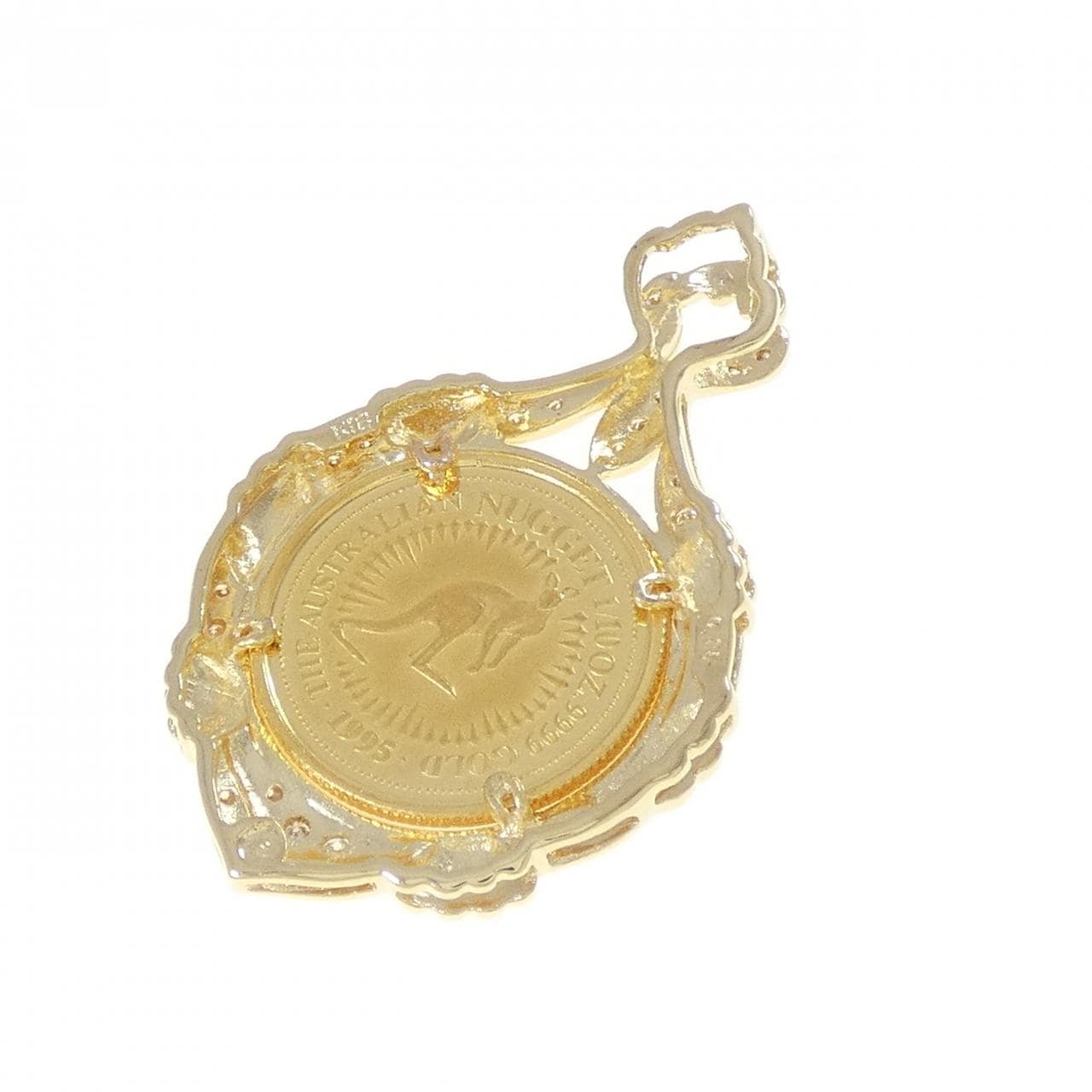 18K黄金（框架）钻石硬币0.15克拉吊坠