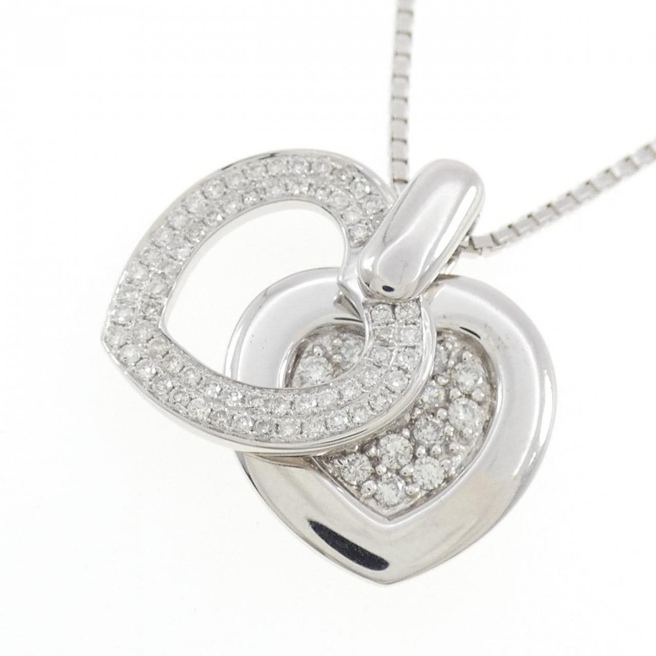 K18WG ハート ダイヤモンド ネックレス 0.50CT