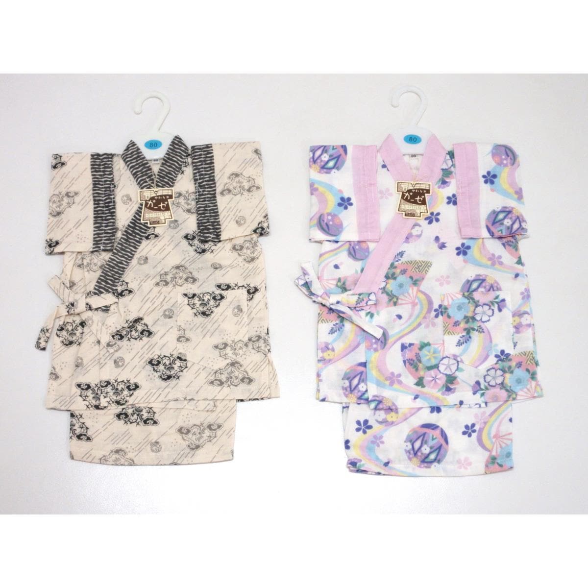 【未使用品】子供　ガーゼ甚平　２枚セット　８０ｃｍ