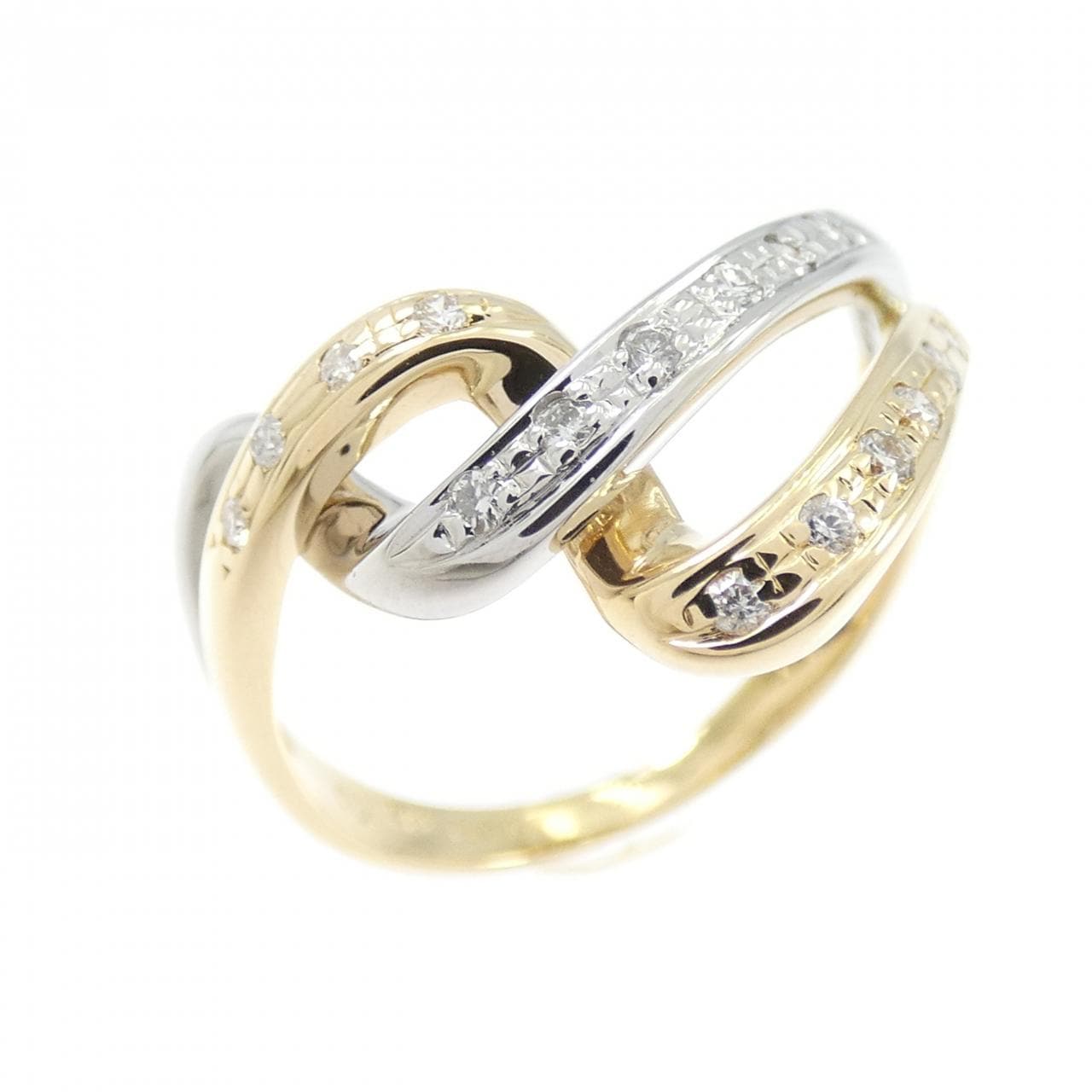 K18YG/PT900 ダイヤモンド リング 0.13CT