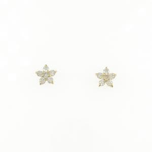 K18YG フラワー ダイヤモンド ピアス 0.20CT