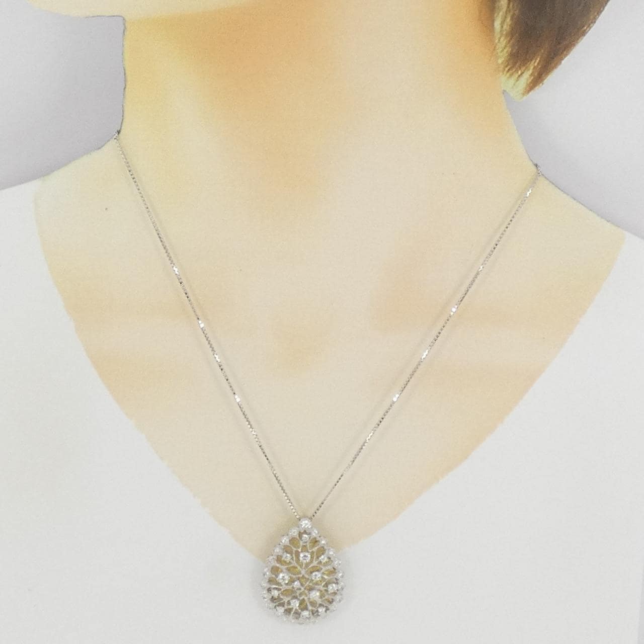 K18WG/K18YG ダイヤモンド ネックレス 1.09CT