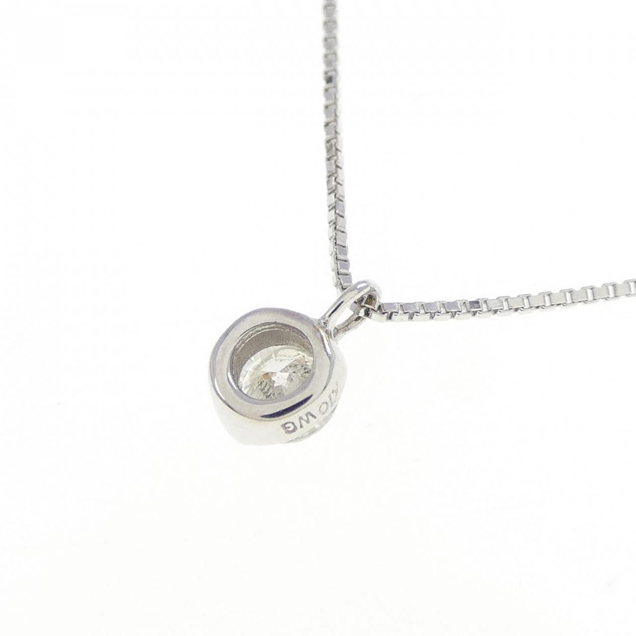 K10WG ソリティア ダイヤモンド ネックレス 0.10CT