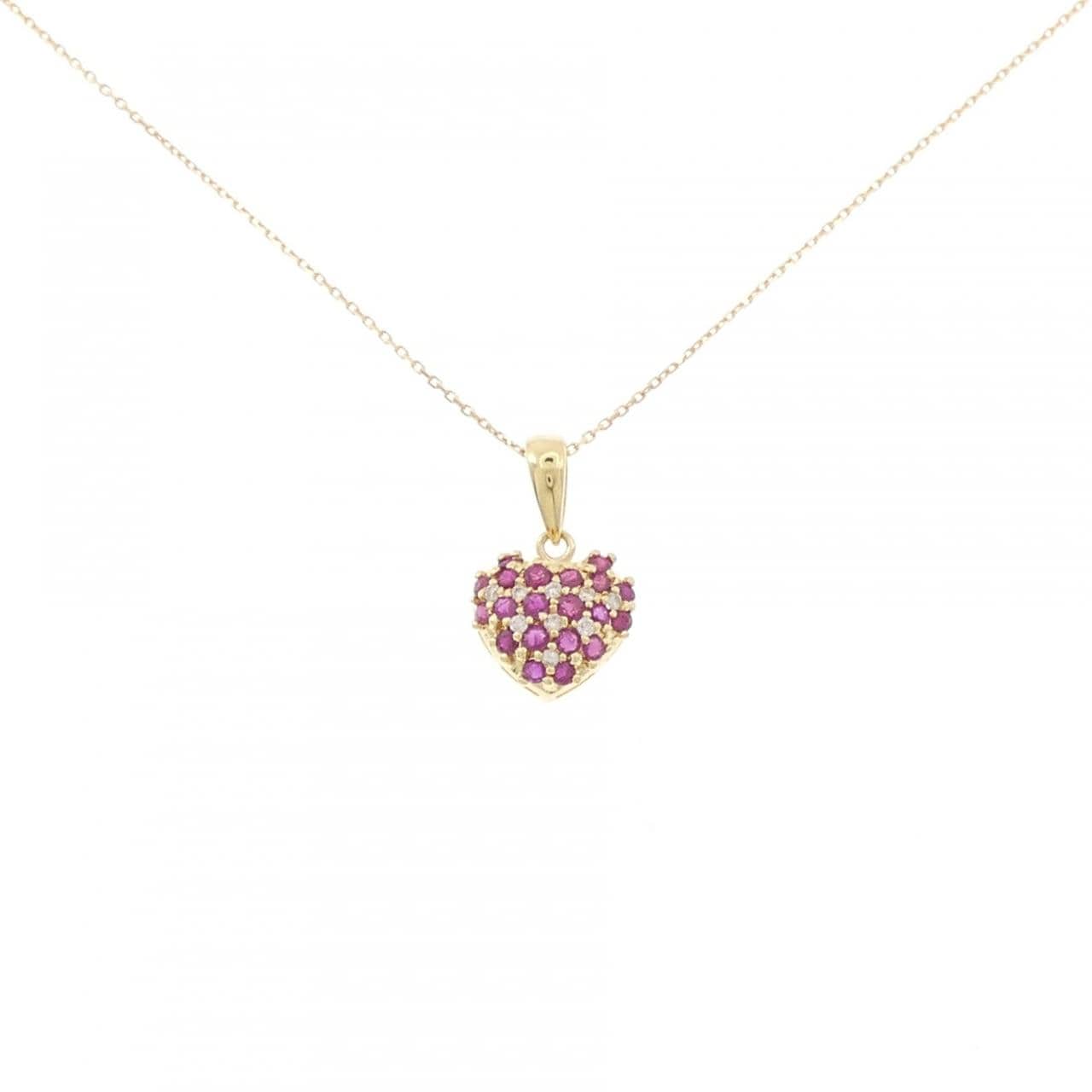 K18YG ハート ルビー ネックレス 0.60CT