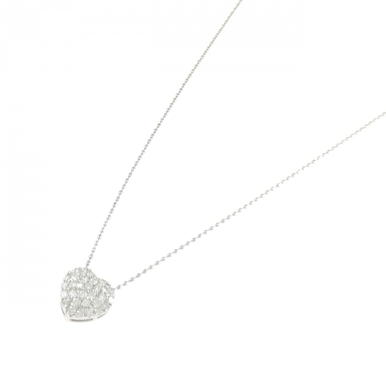 PT900/PT850 ハート パヴェ ダイヤモンド ネックレス 0.30CT
